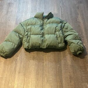 Altar'd State Olive puffer short coat. Size S